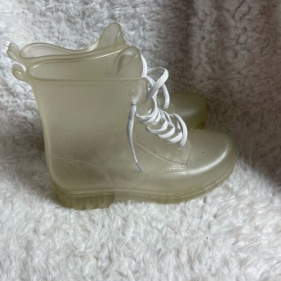 Clear jelly lace up combat rain boots EUR size 39. - Picture 3 of 10